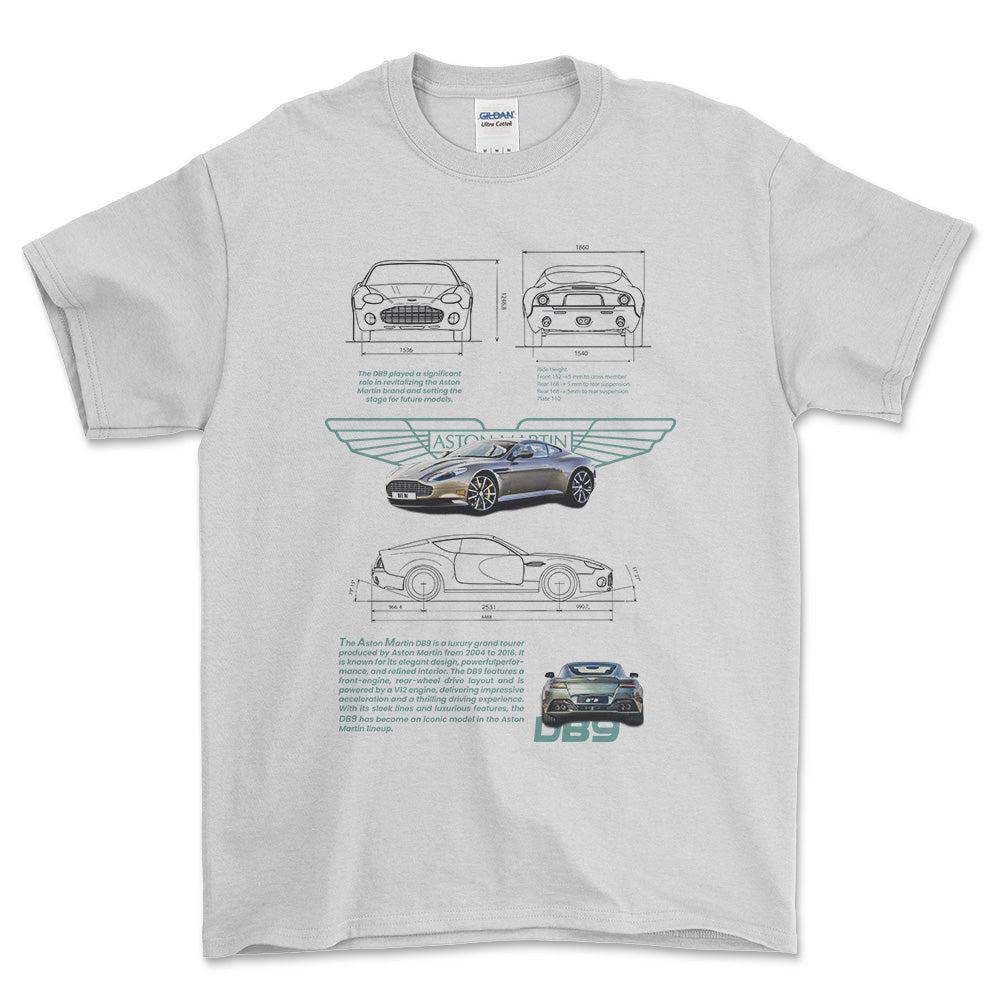 Aston Martin DB9 - Unisex T-Shirt , Bomuld-Beklædning-Aston Martin-Hvid-S-Garage Culture Shop- garage - man cave - merchandise