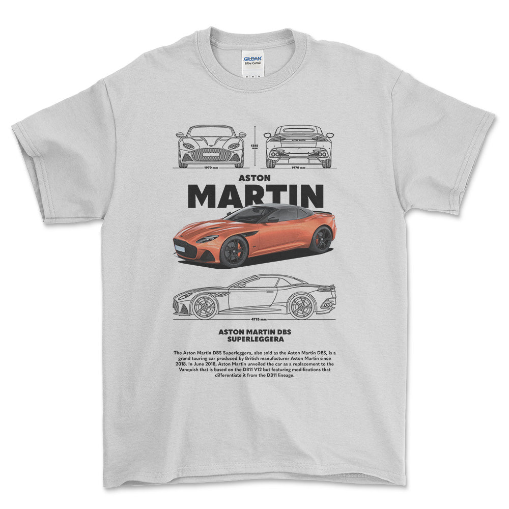 Aston Martin DBS - Unisex T-Shirt , Bomuld-Beklædning-Aston Martin-Hvid-S-Forside-Garage Culture Shop- garage - man cave - merchandise