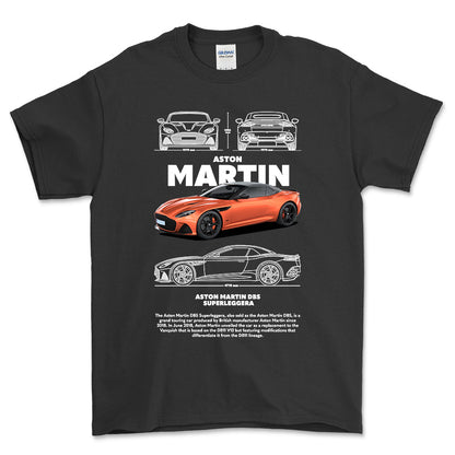 Aston Martin DBS - Unisex T-Shirt , Bomuld-Beklædning-Aston Martin-Sort-S-Forside-Garage Culture Shop- garage - man cave - merchandise