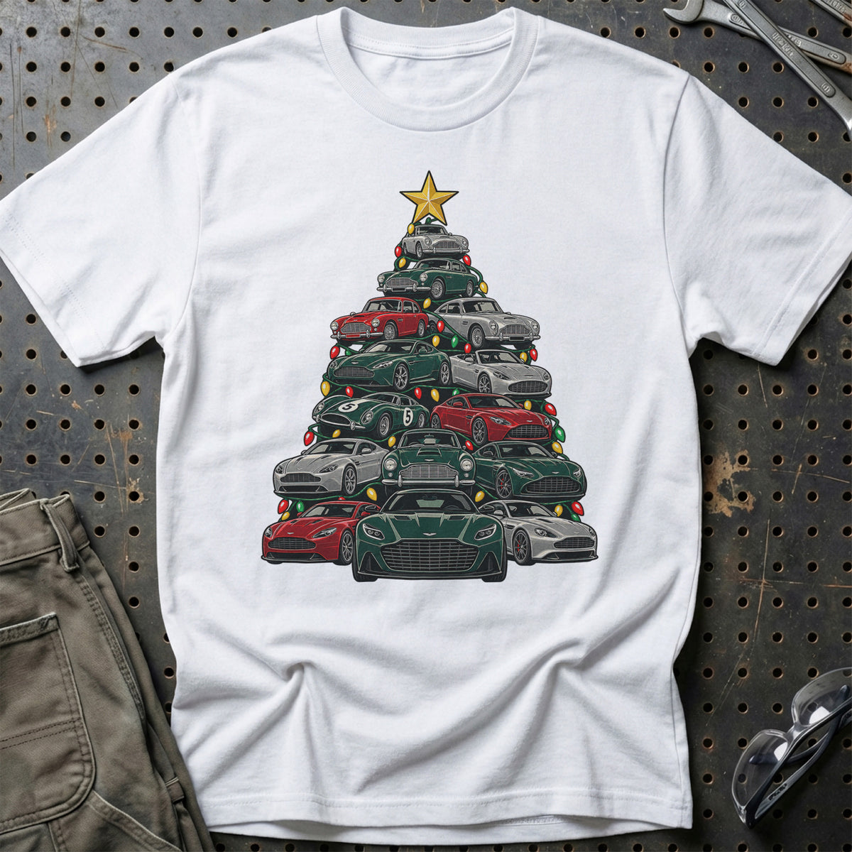 Aston Martin Juletræ T-Shirt-Beklædning-Aston Martin-Hvid-S-Garage Culture Shop- garage - man cave - merchandise