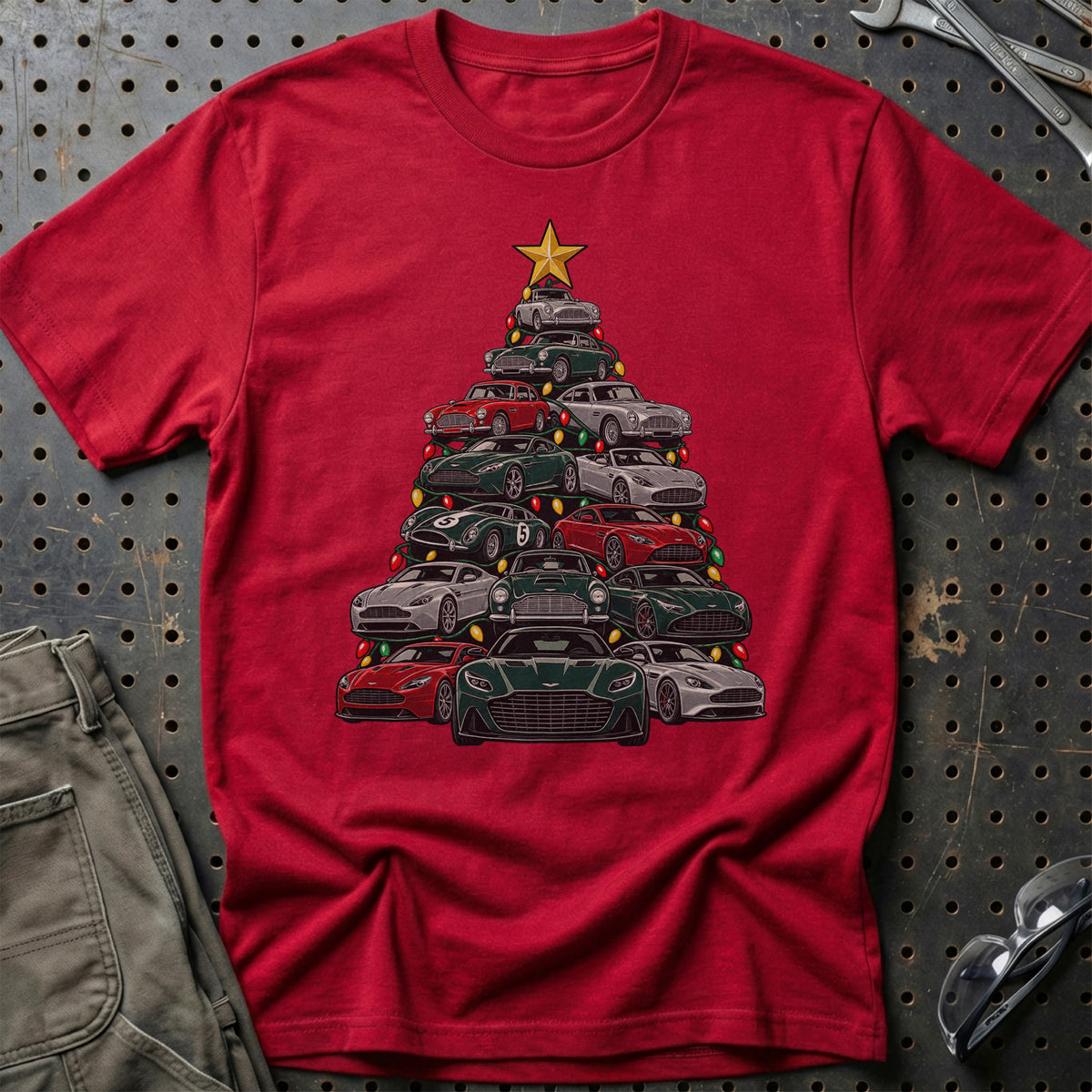 Aston Martin Juletræ T-Shirt-Beklædning-Aston Martin-Rød-S-Garage Culture Shop- garage - man cave - merchandise