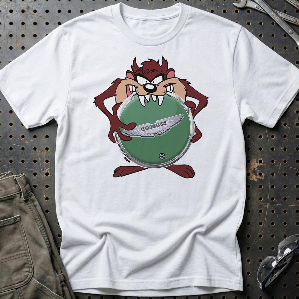 Aston Martin TAZ Unisex T-Shirt , Bomuld-Beklædning-Aston Martin-Hvid-S-Garage Culture Shop- garage - man cave - merchandise