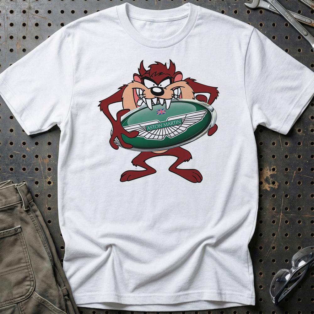 Aston Martin TAZ Unisex T-Shirt , Bomuld-Beklædning-Aston Martin-Hvid-S-Garage Culture Shop- garage - man cave - merchandise