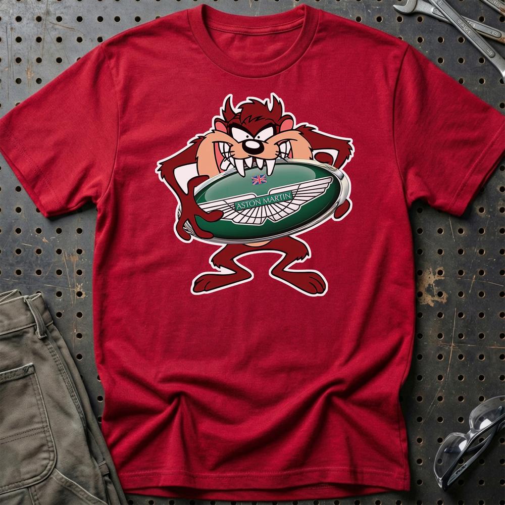 Aston Martin TAZ Unisex T-Shirt , Bomuld-Beklædning-Aston Martin-Rød-S-Garage Culture Shop- garage - man cave - merchandise