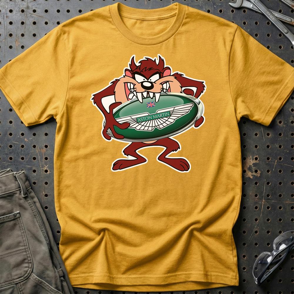 Aston Martin TAZ Unisex T-Shirt , Bomuld-Beklædning-Aston Martin-Guld-S-Garage Culture Shop- garage - man cave - merchandise