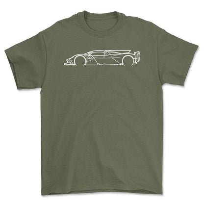 Aston Martin Valkyrie AMR Outline - Unisex T-Shirt , Bomuld-Beklædning-Aston Martin-Grøn Militær-S-Forside-Garage Culture Shop- garage - man cave - merchandise