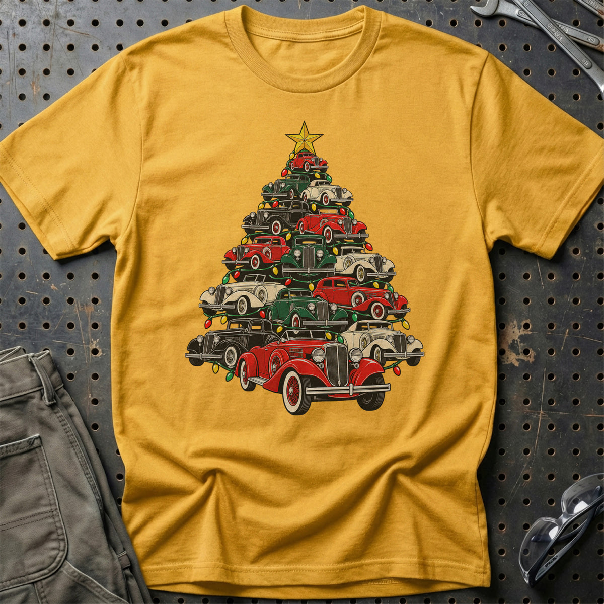 Auburn Juletræ T-Shirt-Beklædning-Auburn-Guld-S-Garage Culture Shop- garage - man cave - merchandise