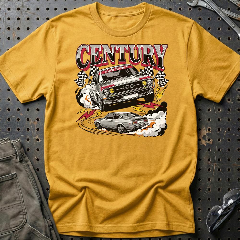 Audi 100 Century Sport Retro German Performance T-Shirt-Beklædning-Audi-Guld-S-Garage Culture Shop- garage - man cave - merchandise