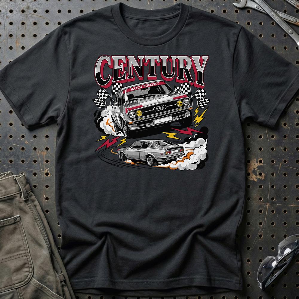 Audi 100 Century Sport Retro German Performance T-Shirt-Beklædning-Audi-Sort-S-Garage Culture Shop- garage - man cave - merchandise