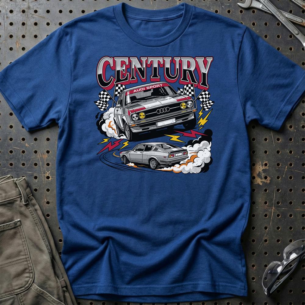 Audi 100 Century Sport Retro German Performance - Unisex T-Shirt-Beklædning-Audi-Blå Royal-S-Garage Culture Shop- garage - man cave - merchandise