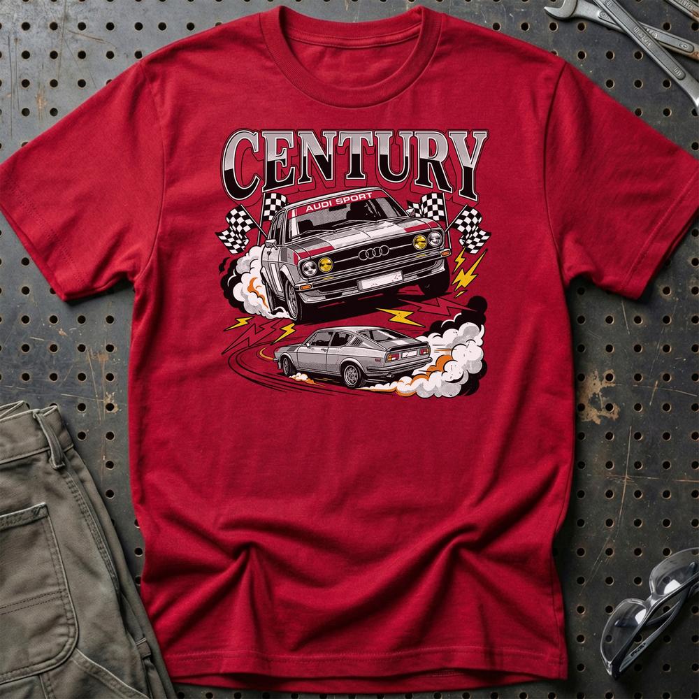 Audi 100 Century Sport Retro German Performance - Unisex T-Shirt-Beklædning-Audi-Rød-S-Garage Culture Shop- garage - man cave - merchandise