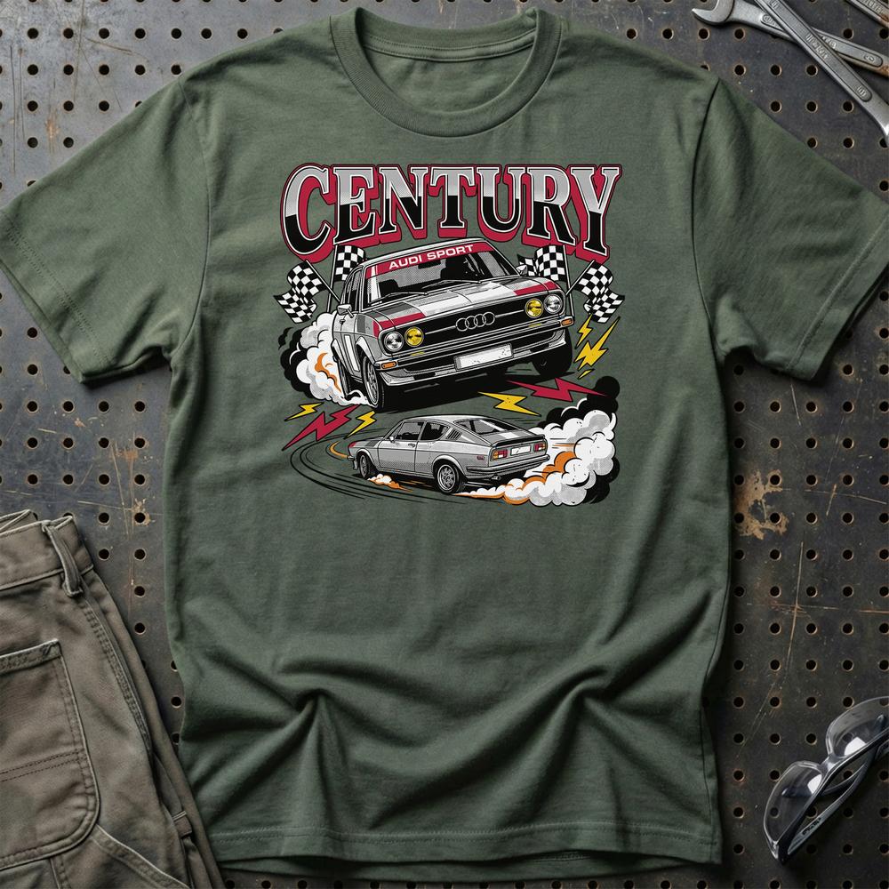 Audi 100 Century Sport Retro German Performance - Unisex T-Shirt-Beklædning-Audi-Grøn Militær-S-Garage Culture Shop- garage - man cave - merchandise