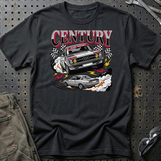 Audi 100 Century Sport Retro German Performance - Unisex T-Shirt-Beklædning-Audi-Sort-S-Garage Culture Shop- garage - man cave - merchandise