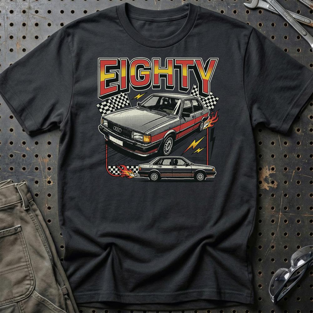 Audi 80 Eighties Thunder Retro Performance T-Shirt-Beklædning-Audi-Sort-S-Garage Culture Shop- garage - man cave - merchandise
