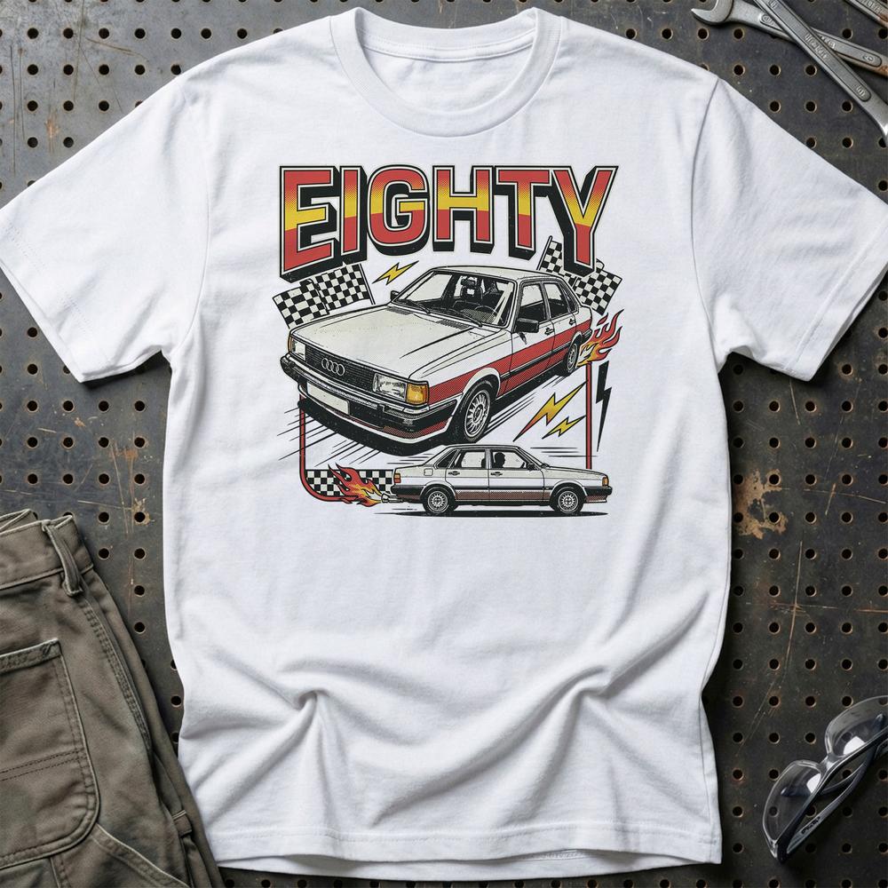 Audi 80 Eighties Thunder Retro Performance - Unisex T-Shirt-Beklædning-Audi-Hvid-S-Garage Culture Shop- garage - man cave - merchandise