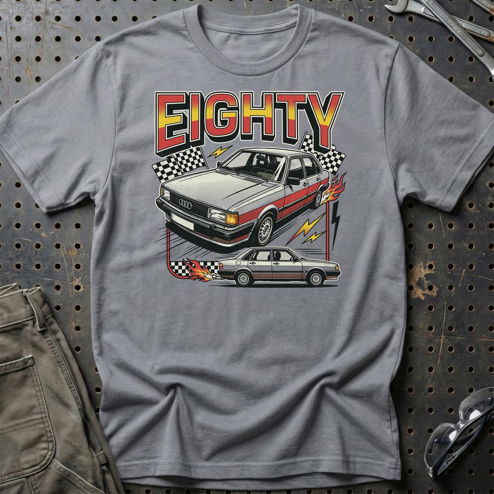 Audi 80 Eighties Thunder Retro Performance - Unisex T-Shirt-Beklædning-Audi-Grå Sport-S-Garage Culture Shop- garage - man cave - merchandise