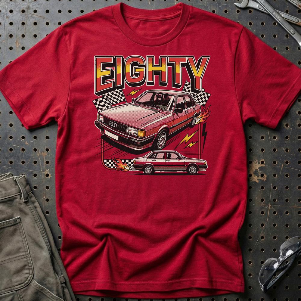 Audi 80 Eighties Thunder Retro Performance - Unisex T-Shirt-Beklædning-Audi-Rød-S-Garage Culture Shop- garage - man cave - merchandise