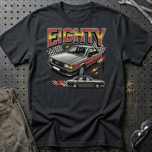 Audi 80 Eighties Thunder Retro Performance - Unisex T-Shirt-Beklædning-Audi-Sort-S-Garage Culture Shop- garage - man cave - merchandise