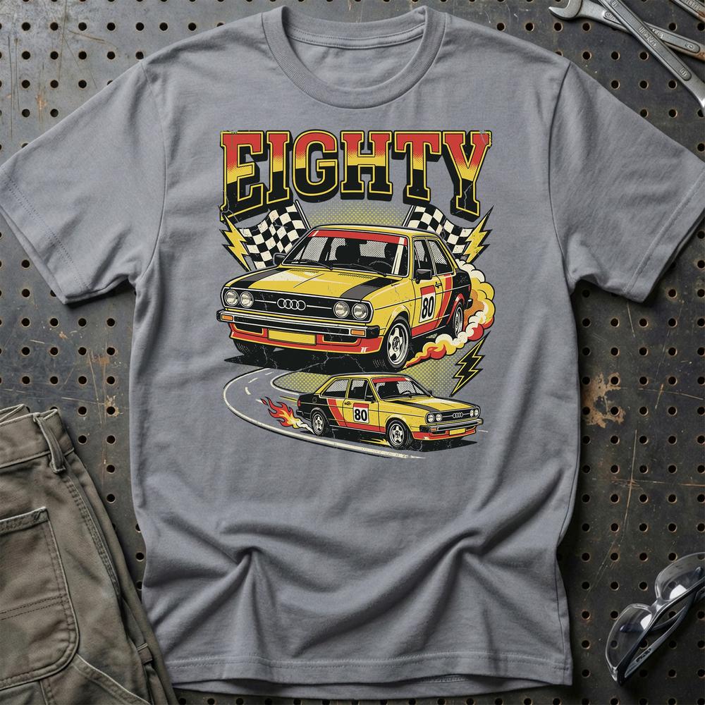 Audi 80 Eighty Rally Retro 80s Performance - Unisex T-Shirt-Beklædning-Audi-Grå Sport-S-Garage Culture Shop- garage - man cave - merchandise