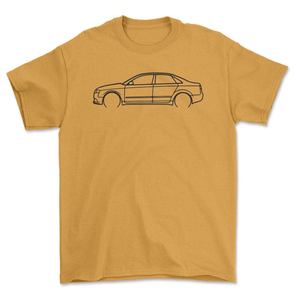 Audi A4 B7 S Line Outline - Unisex T-Shirt , Bomuld-Beklædning-Audi-Guld-S-Garage Culture Shop- garage - man cave - merchandise