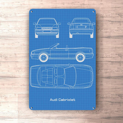 Audi Cabriolet Blueprint Skilte, Musemåtte, Dørmåtte , Plakat-Blueprint-Audi-Garage Culture Shop- garage - man cave - merchandise