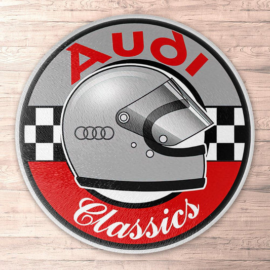 Audi Classics Runde Skilte , Musemåtte Rundt , Kop Underlag, Underlagssæt-Runde Skilte-Audi-Garage Culture Shop- garage - man cave - merchandise