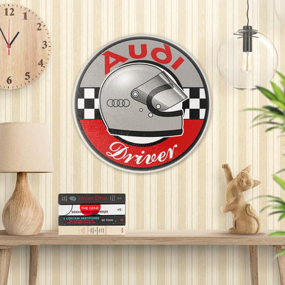 Audi Driver Runde Skilte , Musemåtte Rundt , Kop Underlag, Underlagssæt-Runde Skilte-Audi-Garage Culture Shop- garage - man cave - merchandise