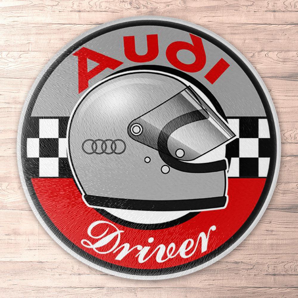 Audi Driver Runde Skilte , Musemåtte Rundt , Kop Underlag, Underlagssæt-Runde Skilte-Audi-Garage Culture Shop- garage - man cave - merchandise