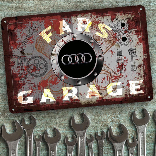 Audi Fars Garage Vintage Skilte, Musemåtte, Dørmåtte-Skilte-Audi-Garage Culture Shop- garage - man cave - merchandise