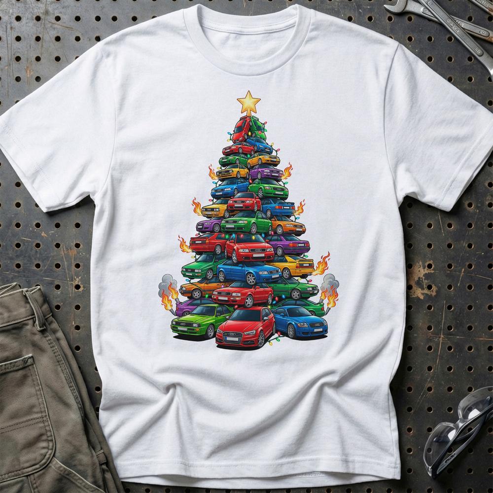Audi Juletræ Christmas Tree - Unisex T-Shirt-Beklædning-Audi-Hvid-S-Garage Culture Shop- garage - man cave - merchandise