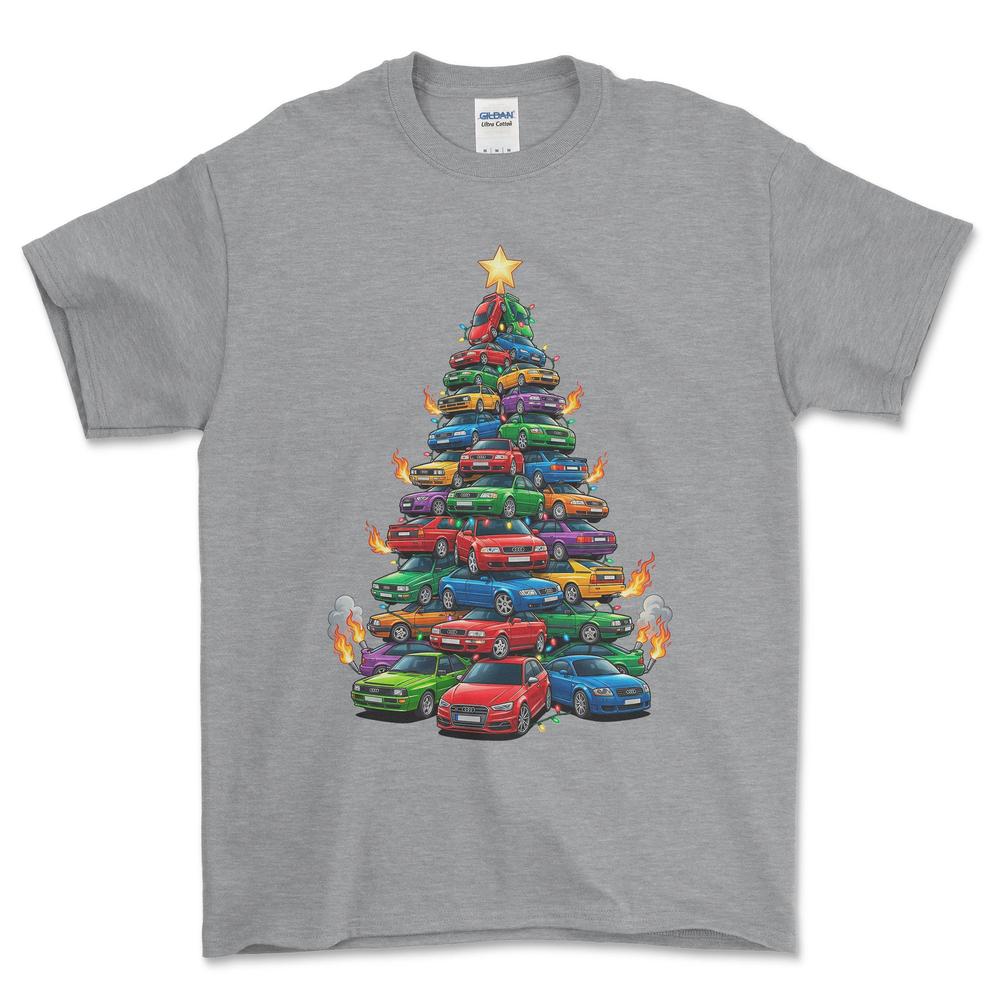 Audi Juletræ Christmas Tree - Unisex T-Shirt-Beklædning-Audi-Grå Sport-S-Forside-Garage Culture Shop- garage - man cave - merchandise