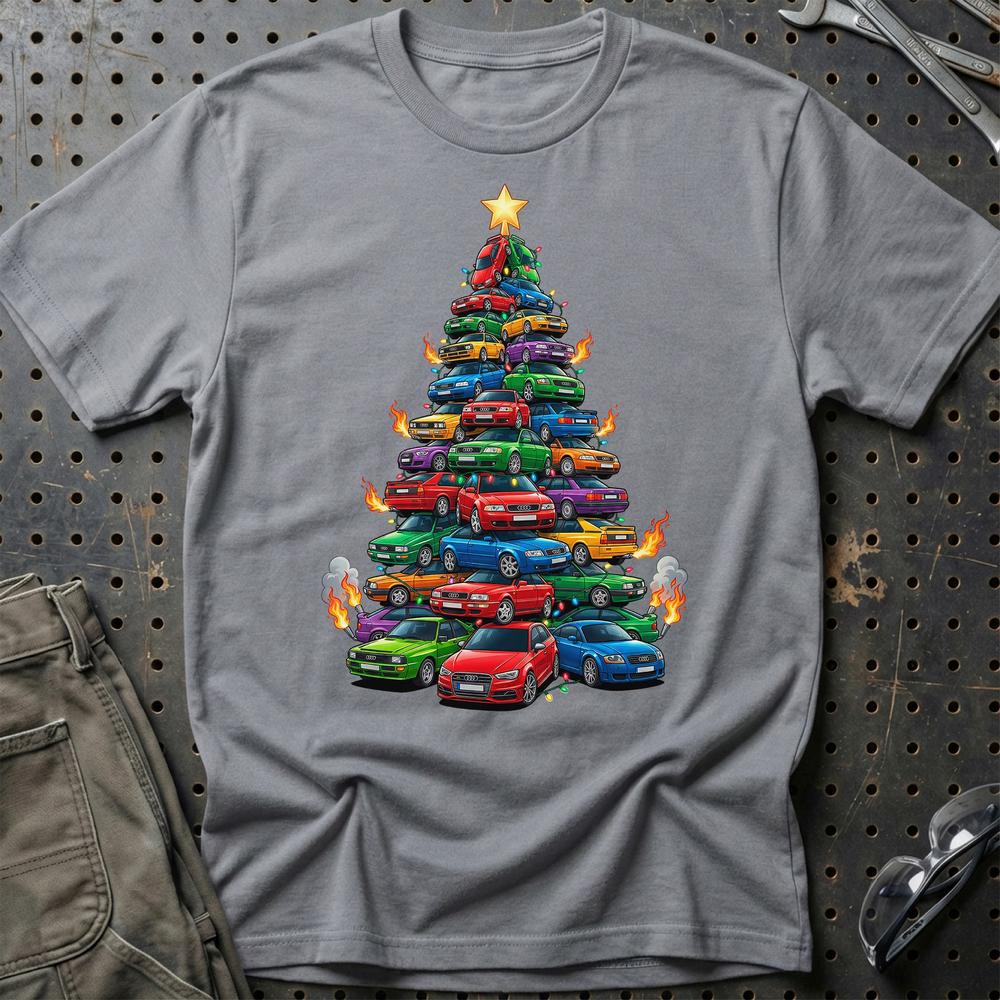 Audi Juletræ Christmas Tree - Unisex T-Shirt-Beklædning-Audi-Grå Sport-S-Garage Culture Shop- garage - man cave - merchandise