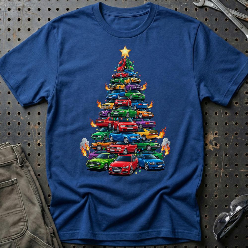 Audi Juletræ Christmas Tree - Unisex T-Shirt-Beklædning-Audi-Blå Royal-S-Garage Culture Shop- garage - man cave - merchandise