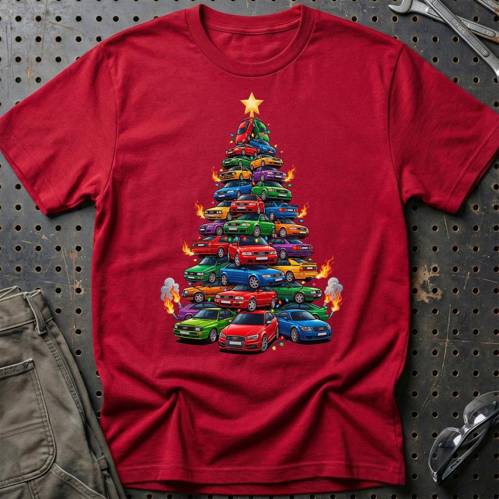 Audi Juletræ Christmas Tree - Unisex T-Shirt-Beklædning-Audi-Rød-S-Garage Culture Shop- garage - man cave - merchandise