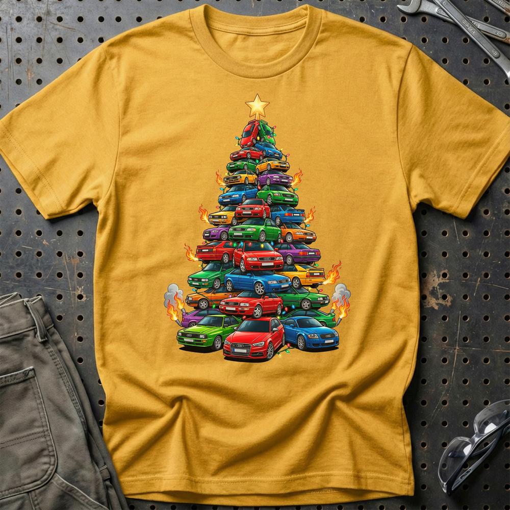 Audi Juletræ Christmas Tree - Unisex T-Shirt-Beklædning-Audi-Guld-S-Garage Culture Shop- garage - man cave - merchandise