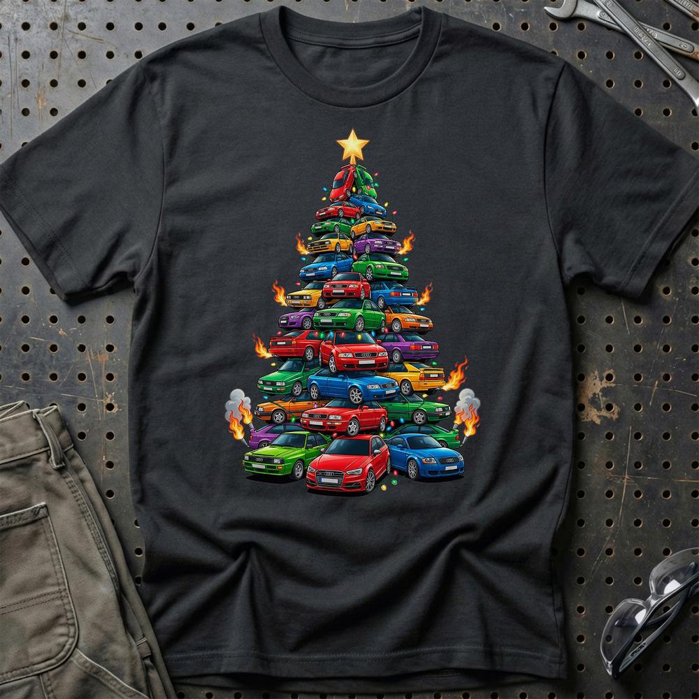 Audi Juletræ Christmas Tree - Unisex T-Shirt-Beklædning-Audi-Sort-S-Garage Culture Shop- garage - man cave - merchandise