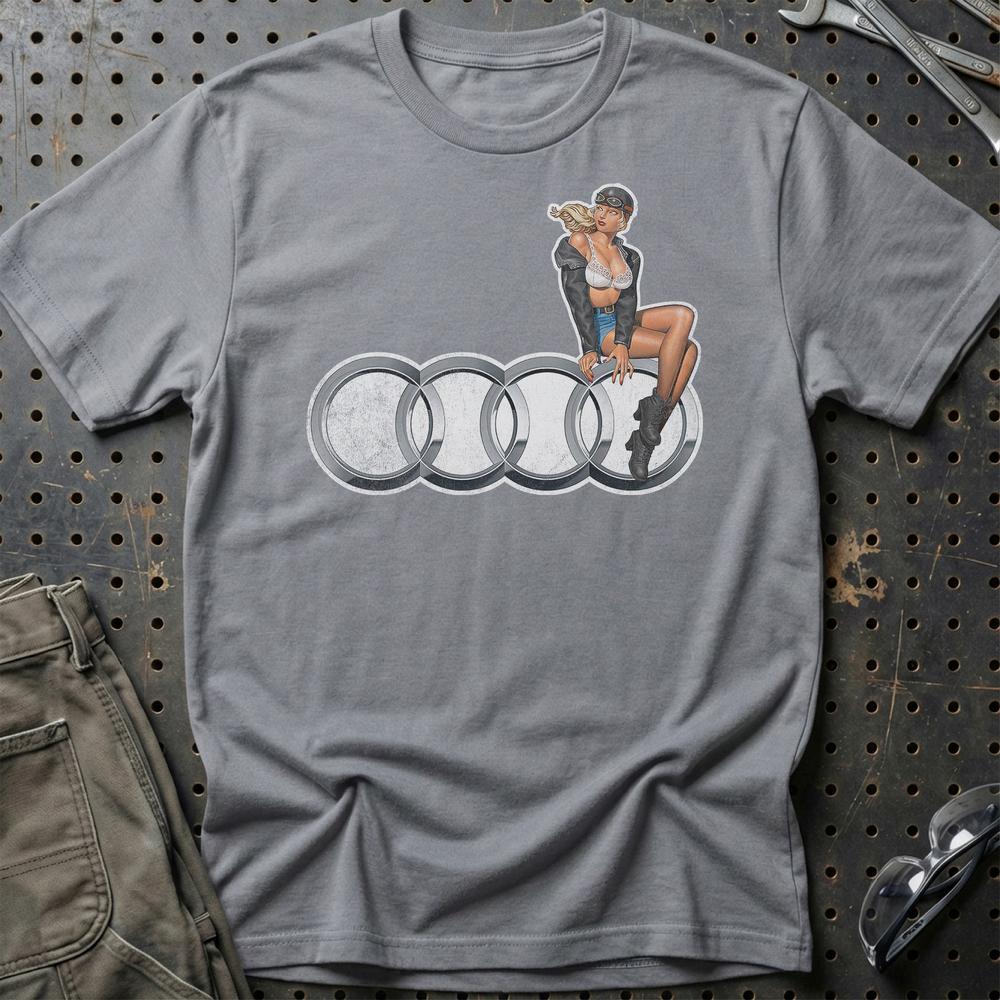 Audi Pinup T-Shirt-Beklædning-Audi-Grå Sport-S-Garage Culture Shop- garage - man cave - merchandise