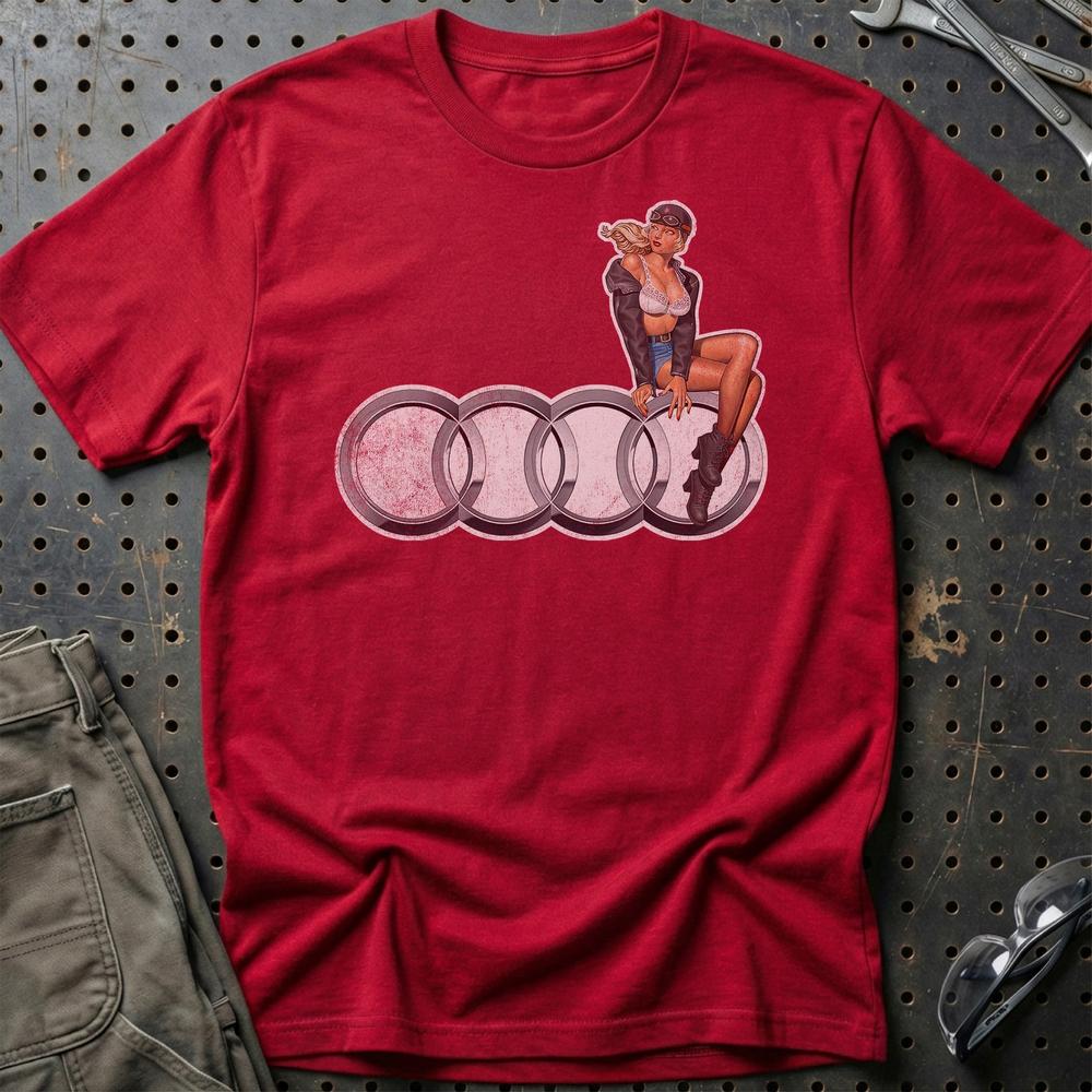 Audi Pinup - Unisex T-Shirt , Bomuld-Beklædning-Audi-Rød-S-Garage Culture Shop- garage - man cave - merchandise