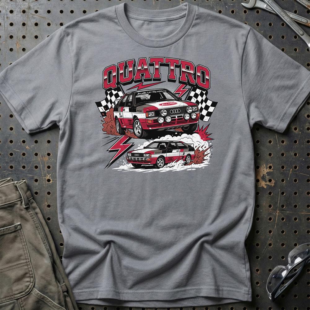 Audi Quattro Rally Legend Retro AWD Performance - Unisex T-Shirt-Beklædning-Audi-Grå Sport-S-Garage Culture Shop- garage - man cave - merchandise