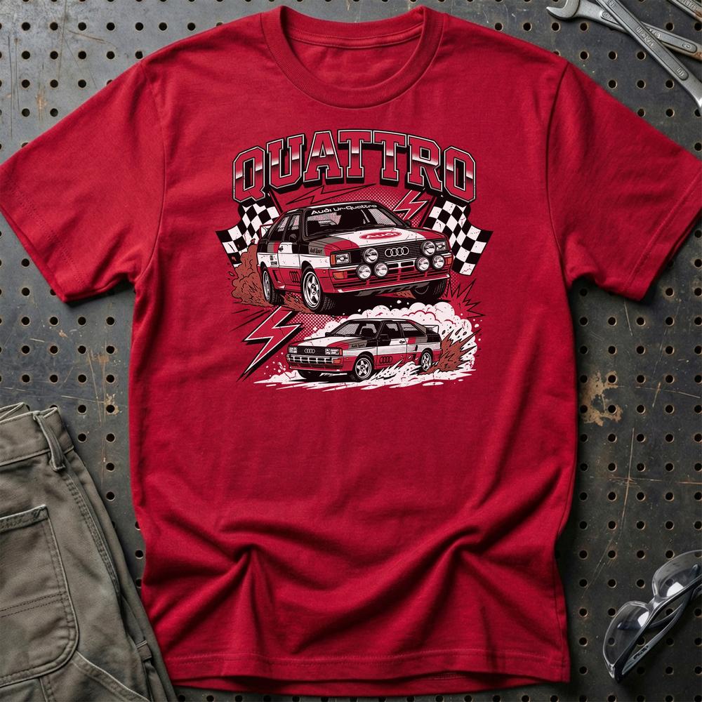 Audi Quattro Rally Legend Retro AWD Performance - Unisex T-Shirt-Beklædning-Audi-Rød-S-Garage Culture Shop- garage - man cave - merchandise
