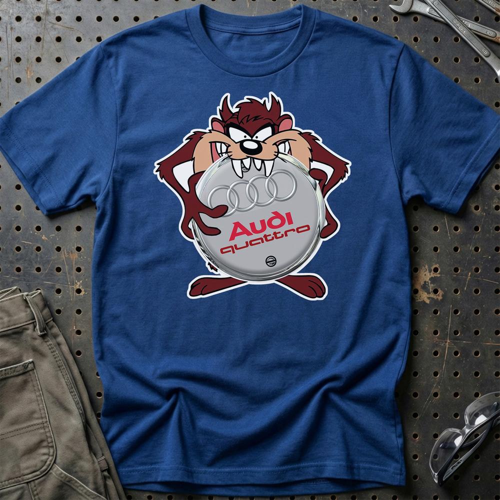 Audi Quattro TAZ T-Shirt-Beklædning-Audi-Blå Royal-S-Garage Culture Shop- garage - man cave - merchandise