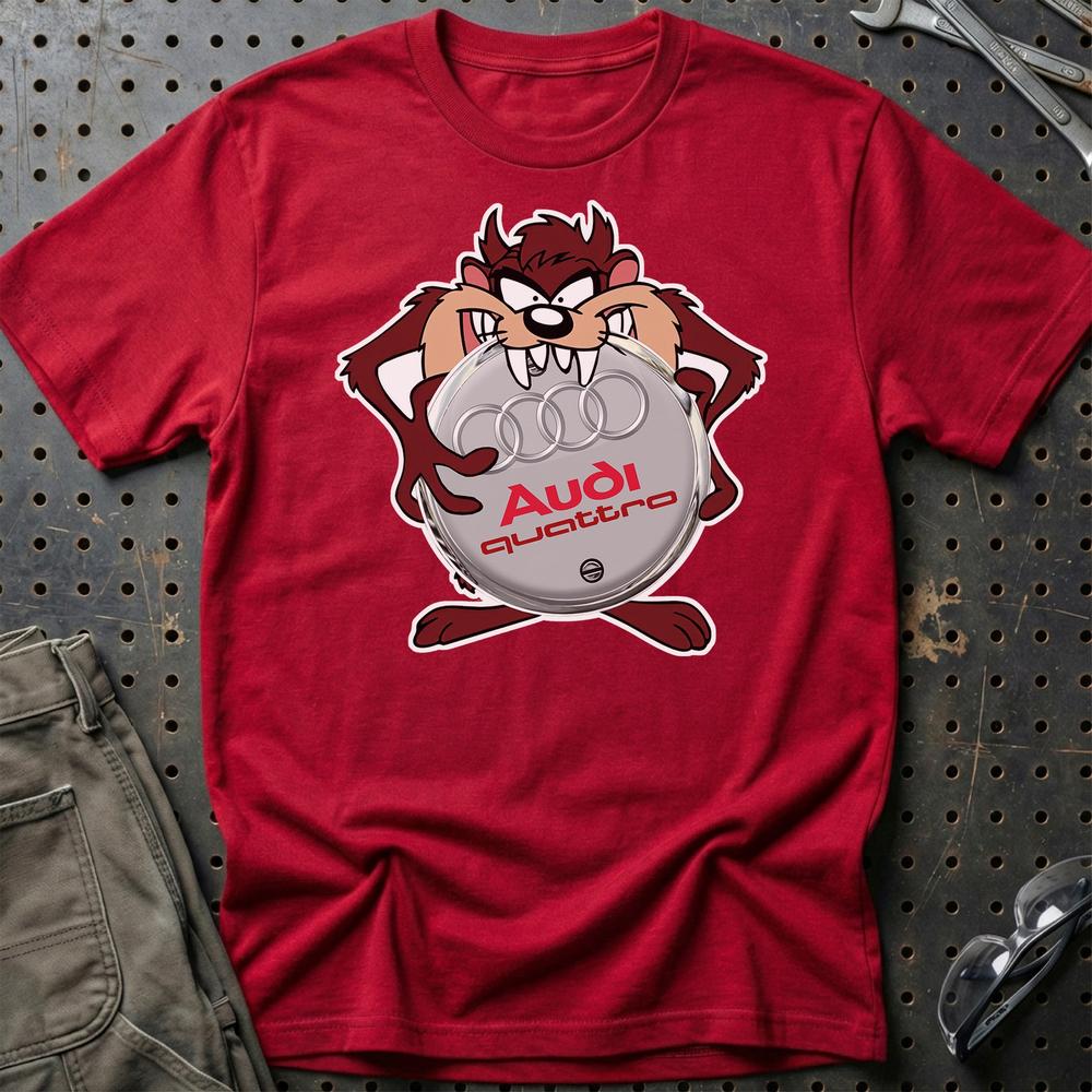 Audi Quattro TAZ T-Shirt-Beklædning-Audi-Rød-S-Garage Culture Shop- garage - man cave - merchandise