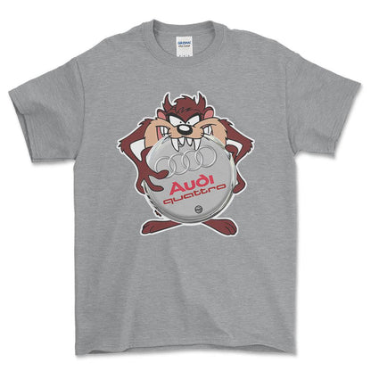 Audi Quattro TAZ Unisex T-Shirt , Bomuld-Beklædning-Audi-Grå Sport-S-Forside-Garage Culture Shop- garage - man cave - merchandise