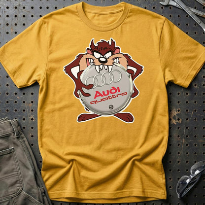 Audi Quattro TAZ Unisex T-Shirt , Bomuld-Beklædning-Audi-Guld-S-Garage Culture Shop- garage - man cave - merchandise