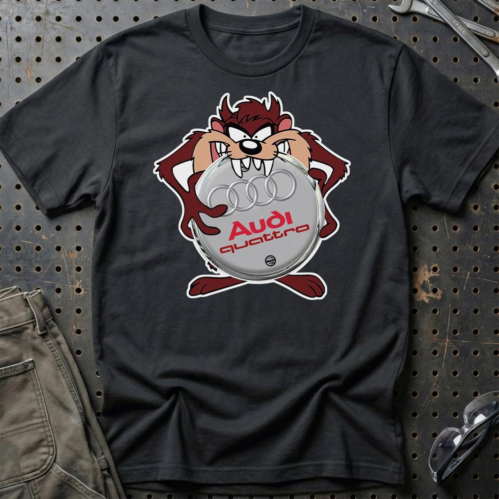 Audi Quattro TAZ Unisex T-Shirt , Bomuld-Beklædning-Audi-Sort-S-Garage Culture Shop- garage - man cave - merchandise