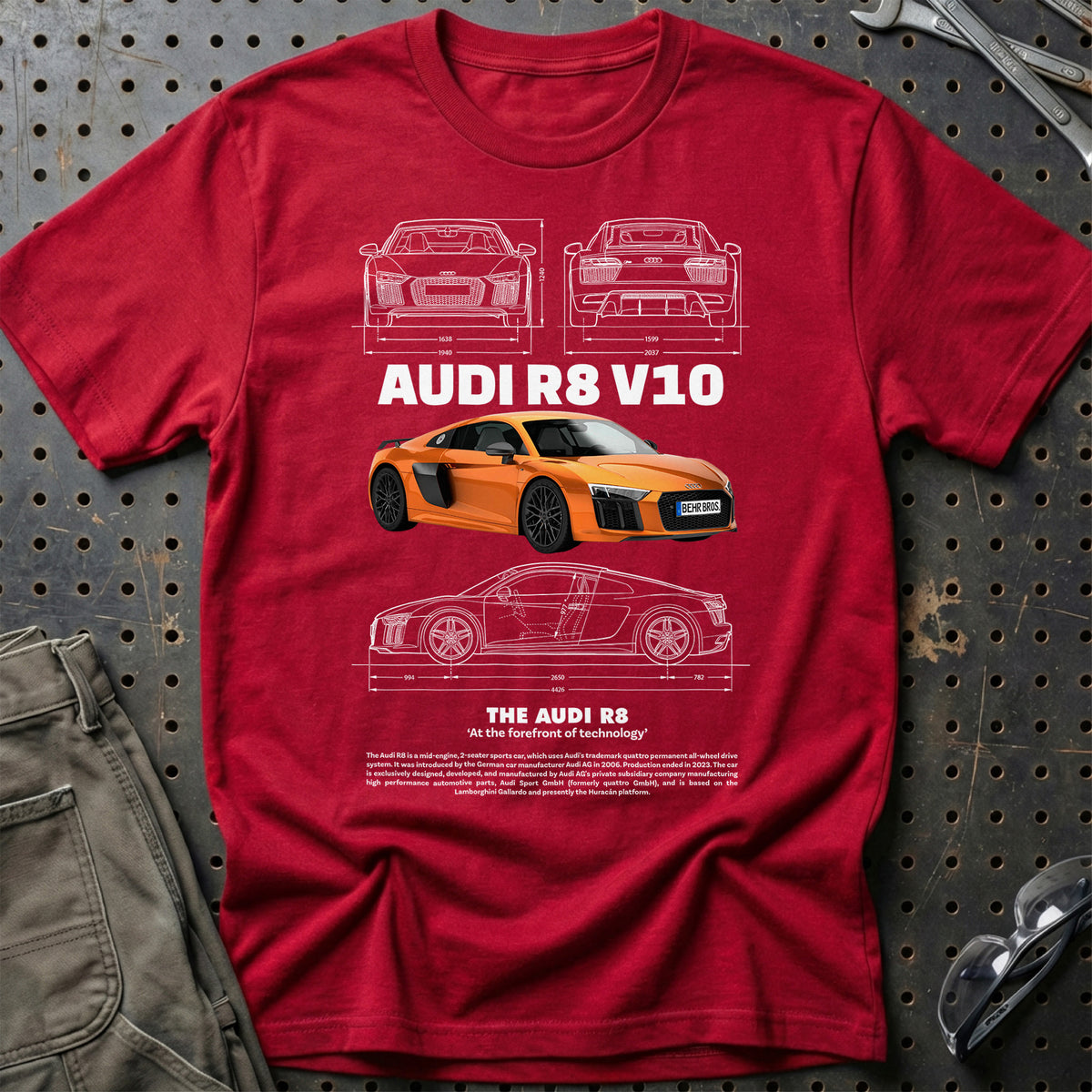 
Audi R8 V10 T-Shirt – Rød