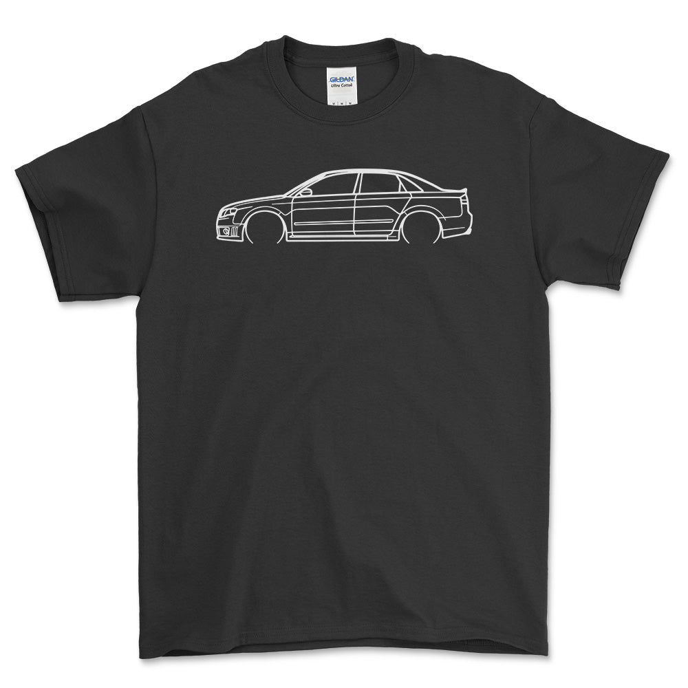 Audi RS4 Outline - Unisex T-Shirt , Bomuld-Beklædning-Audi-Sort-S-Garage Culture Shop- garage - man cave - merchandise