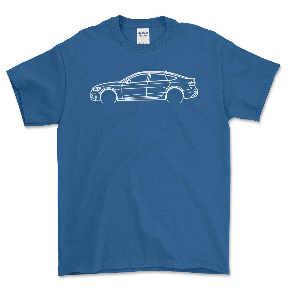 Audi RS5 Sportback Outline - Unisex T-Shirt , Bomuld-Beklædning-Audi-Blå Royal-S-Garage Culture Shop- garage - man cave - merchandise