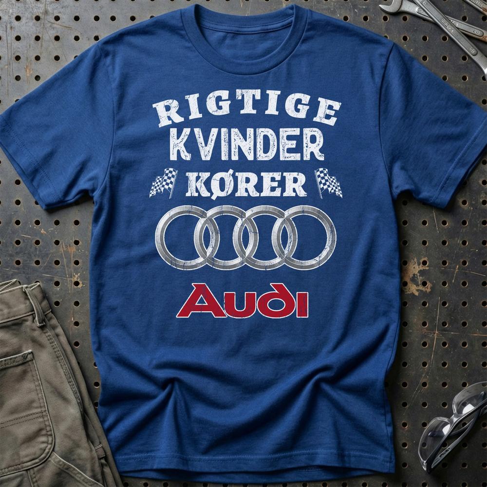 Audi Rigtige Kvinder Kører - Unisex T-Shirt , Bomuld-Beklædning-Audi-Blå Royal-S-Garage Culture Shop- garage - man cave - merchandise