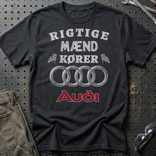 Audi Rigtige Mænd Kører Unisex T-Shirt , Bomuld-Beklædning-Audi-Sort-S-Garage Culture Shop- garage - man cave - merchandise